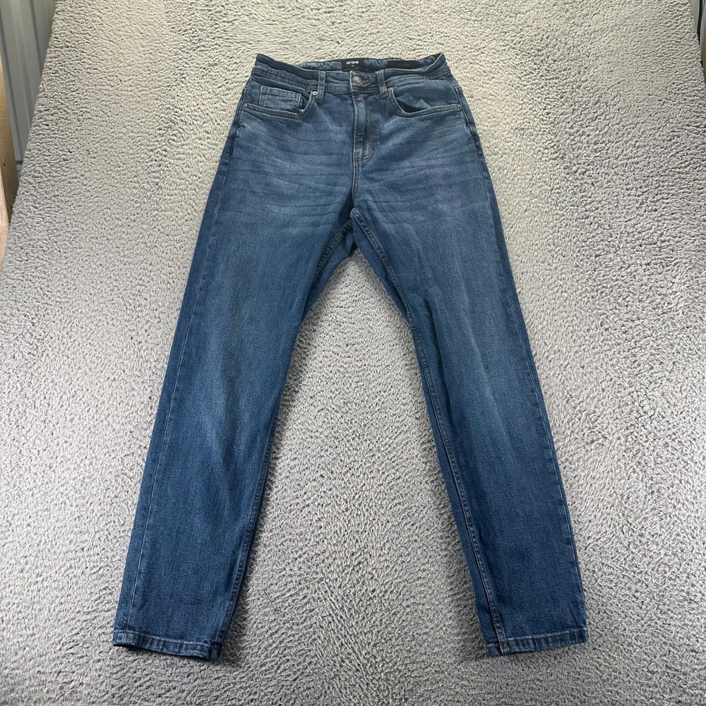 Cotton On Jeans Women's 28x31 Blue Cotton Denim Tapered Workwear Faded Stretch